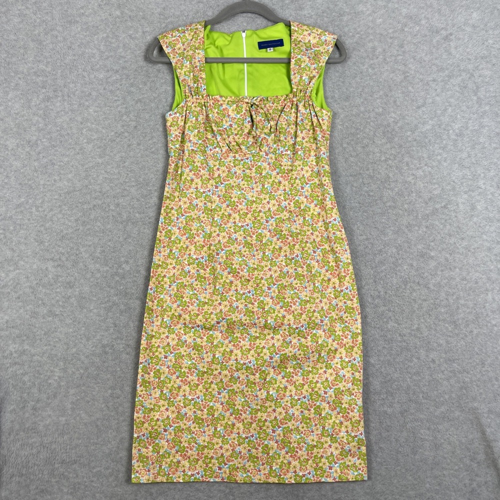 Mario Balthazar Floral Sheath Dress Womens Size 8 Yellow Cottagecore Retro‎